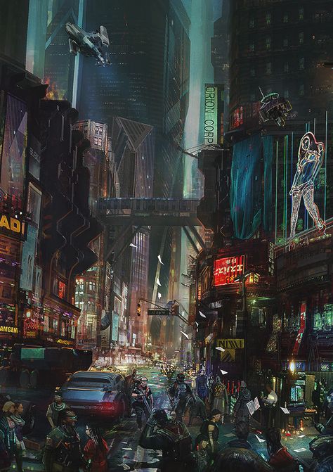 The Street Level Ville Cyberpunk, Syd Mead, Cyberpunk 2020, Cyberpunk Rpg, Urban Exploring, Sci Fi City, Sci Fi Environment, New Retro Wave, Cyberpunk Aesthetic