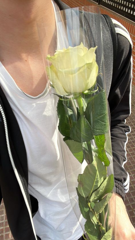 If no one buys you flowers, do it yourself 💐 #roses #rosesaesthetic #boyfriend #aesthetic #whiteroses #white #instagram #goodvibes #selfcare #selfcaretips #selflove #selfconfidence #selfimprovement #selfgrowth #growing #loveyourself Boy Holding Flowers, Boy With Flowers, Boyfriend Aesthetic, White Instagram, Trendy Boy Outfits, Book Board, Rosé Aesthetic, Aesthetic Boys, Holding Flowers