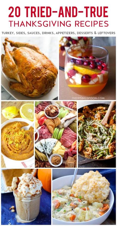 Want to serve the best recipes at your Thanksgiving holiday meal? These are some of the tried-and-true dishes that I've been fixing for the past several years for our autumn feast. Turkey, side dishes, sauces, drinks, desserts, appetizers & leftovers - a mixture of traditional comfort food and more unique healthy options. I've tried every single recipe included in this round-up myself. My family loves them and I hope yours will, too! Small Batch Thanksgiving Recipes, Small Recipes, Small Thanksgiving, Thanksgiving Food Recipes, Healthy Halloween Food, Sweet Potato Souffle, Healthy Thanksgiving Recipes, Easy Thanksgiving Recipes, Best Thanksgiving Recipes