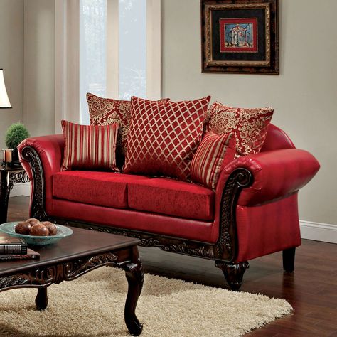 Red Sectional Living Room, Red Living Room Set, Red Couches, Red Loveseat, Red Couch, Chair Sofa Bed, Living Room Red, Traditional Sofa, Red Sofa