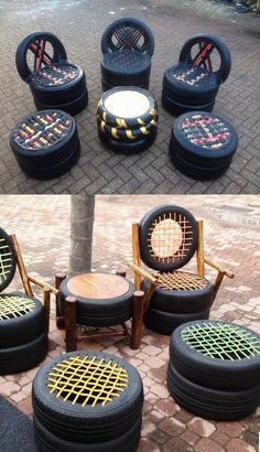 Repurposed Tire, Tire Craft, Tire Furniture, Diy Furniture Decor, Wood Projects For Beginners, Tyres Recycle, Summer Mantle Decor, Old Tires, Easy Wood Projects