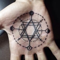 Magick Tattoo, Hand Palm Tattoos, Occult Tattoo, Rune Tattoo, Palm Tattoos, Geometry Tattoo, 1 Tattoo, Pattern Tattoo, Skin Art