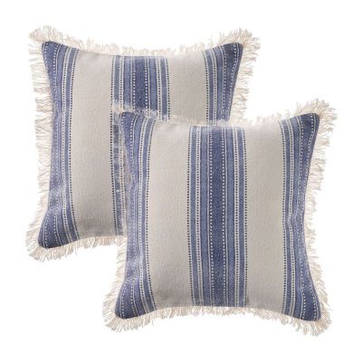 Buy Lr Home Pal Stripe Set Square Throw Pillow at JCPenney.com today and Get Your Penney's Worth. Free shipping available Cream Throw Pillows, Throw Pillow Set, Comfy Couch, Coastal Blue, Blue Throw Pillows, Cotton Throw, Pillow Collection, Cotton Throw Pillow, Throw Pillow Sets