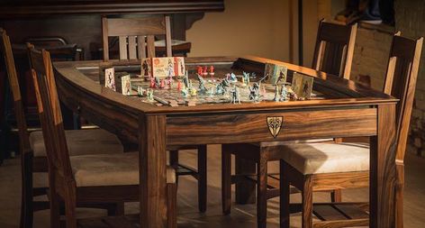 Wyrmwood Gaming Table, Wyrmwood Gaming, Gaming Table Ideas, Game Table Ideas, Dice Games For Kids, Dnd Tavern, Fantasy Inn, Gaming Supplies, Hdb Interior Design