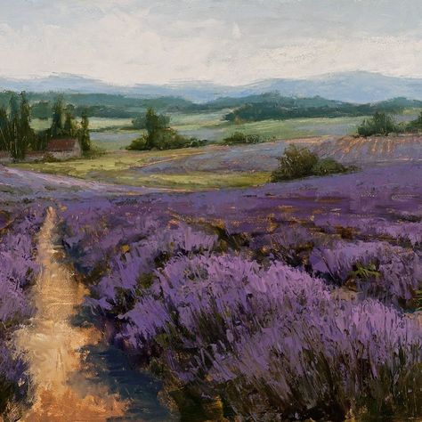 Field Of Lavender, Oil Painting Tips, Watercolor Tips, Salon Art, Pastel Landscape, Web Gallery, Lavender Field, Haikou, Art Competitions