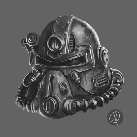 Fallout Tattoo, Fallout Power Armor, Fallout Wallpaper, Fallout Rpg, Helmet Tattoo, Fallout Fan Art, Fallout Concept Art, Nuclear Winter, Vault Tec