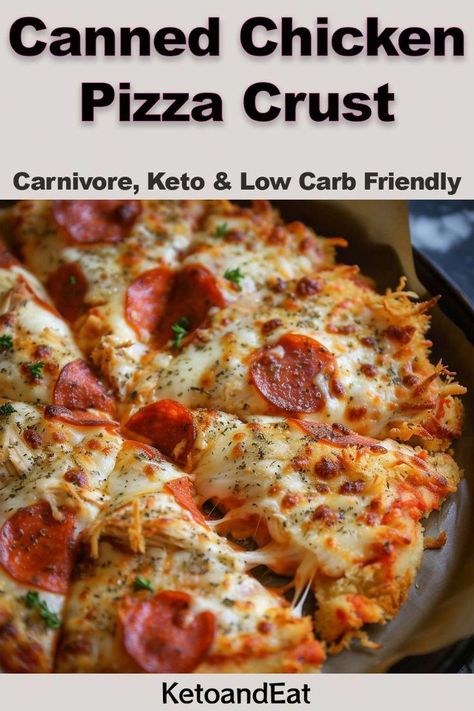 Discover this game-changing carnivore recipe using canned chicken for a delicious pizza crust. Click now for the secret to making this amazing dish! Keto, low carb, and gluten-free. #LowFatLowCarbMeals Canned Chicken Pizza, Recipe Using Canned Chicken, Carnivore Pizza Crust, Carnivores Diet, Using Canned Chicken, Carnivore Pizza, Low Carb Pizza Crust, Keto Pizza Crust, Pepperoni Pizza Bites