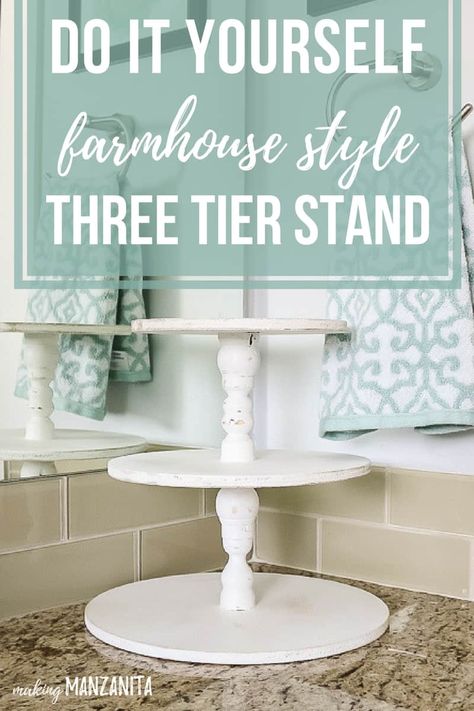 Bathroom Countertop Design, Bathroom Countertops Diy, Bathroom Countertop Storage, Three Tier Stand, 3 Tier Stand, Tiered Tray Diy, Diy Bathroom Storage, Countertop Storage, Diy Dollar Tree Decor