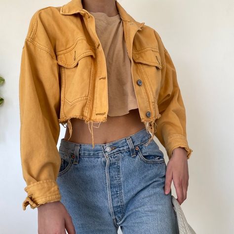 Denim Crop Jacket, Cropped Denim Jacket, Say More, Cropped Denim, Crop Jacket, Coats Jackets Women, Mustard Yellow, Pacsun, Fashion Inspo Outfits