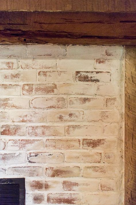 Mortar Wash Brick Fireplace, Mortar Wash Brick, Wash Brick Fireplace, German Smear Technique, Update Brick Fireplace, Mortar Wash, German Smear Brick, White Wash Brick Fireplace, Clean Fireplace