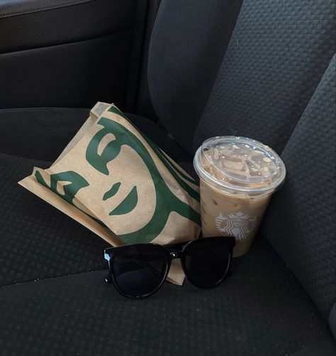 Coffee In Car Aesthetic, Car Coffee Aesthetic, Star Bucks Coffee Aesthetic, Working In Starbucks Aesthetic, Starbucks Job Aesthetic, Starbucks Car Aesthetic, Ice Coffee Aesthetic Starbucks, Starbucks In Car Aesthetic, Aesthetic Starbucks