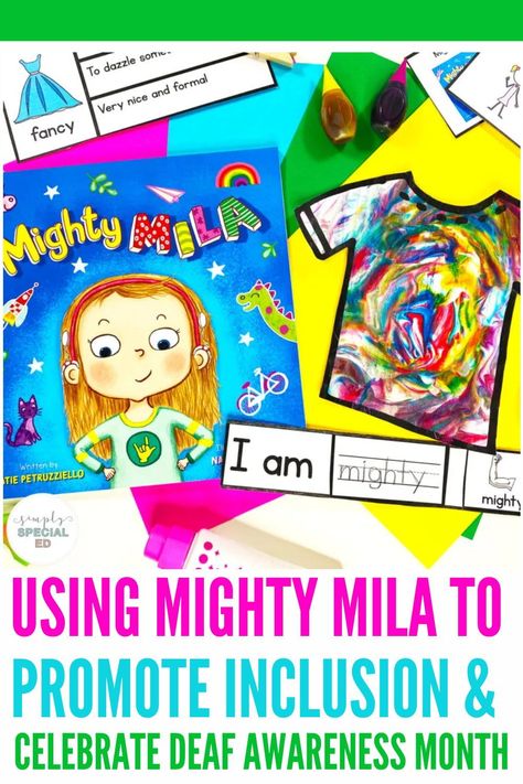 Have you read the picture book for kids, Mighty Mila? This read aloud is perfect for your elementary special education classroom. This picture book is perfect for deaf or hard of hearing students. I have created a variety of book companion activities. Special ed students can complete reading comprehension activities, vocabulary activities, writing activities, and even a visual craft for kids! Check out these book companion ideas! Deaf Awareness Month, Elementary Special Education, Retelling Activities, Elementary Special Education Classroom, Deaf Awareness, Cochlear Implants, Valentines Day Book, Reading Comprehension Lessons, Special Education Elementary