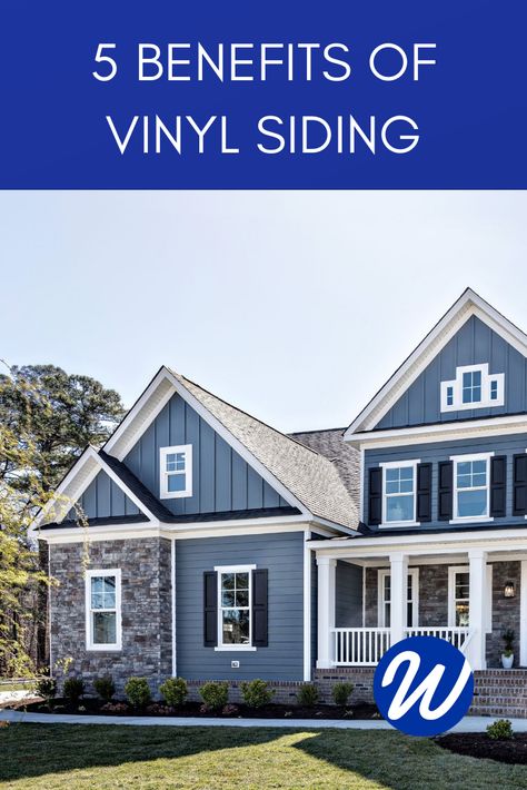 Vinyl Siding Ideas Exterior, House Siding Ideas Exterior, Blue Siding House, Wood Vinyl Siding, Blue Vinyl Siding, Vinyl Siding House, Siding Colors For Houses, Vinyl Siding Colors, Window World