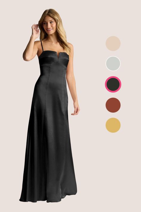 Shimmer and shine in our metallic satin dress, Kimmie, a dazzling statement piece for any occasion. She features a flattering V-neckline, adjustable spaghetti straps, and a sheath skirt. Whether you're a bridesmaid or attending a formal event, this dress is sure to turn heads and make you feel like the star of the show. Black Bridesmaid Dress, Black Bridesmaid, Sheath Skirt, Black Bridesmaids, Azazie Bridesmaid Dresses, Black Bridesmaid Dresses, Shimmer And Shine, Satin Bridesmaid Dresses, Shimmer N Shine