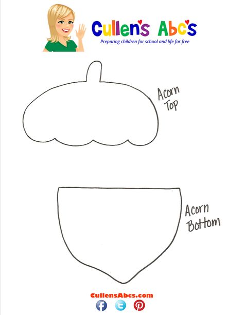 Acorn Template Free Printable, Acorn Crafts Preschool, Shadrach Meshach And Abednego, Autumn Preschool Theme, Acorn Pattern, Fall Lesson Plans, Online Preschool, Preschool Crafts Fall, Diy Preschool