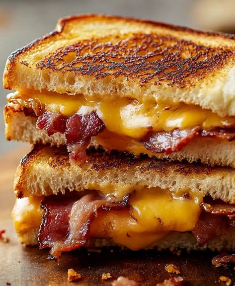 Bacon Grilled Cheese Sandwich Recipe Grilled Cheese Recipes Bacon, Fancy Grilled Cheese Recipes, Bacon Grilled Cheese Sandwich, Grilled Cheese Sandwich Recipe, Fancy Grilled Cheese, Grill Cheese, Cheese Sandwich Recipe, Bacon Crisps, Make Bacon