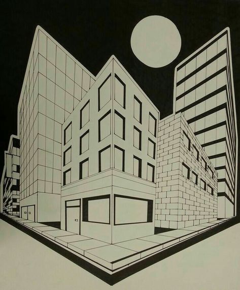 2 Point Perspective Cityscape, Point Of Perspective Art, Cityscape Art Drawing, City Scape Drawing Perspective, 2 Point Perspective Pictures, 3point Perspective Drawing, One Point Perspective Cityscape, Two Perspective Drawing, City Perspective Drawing