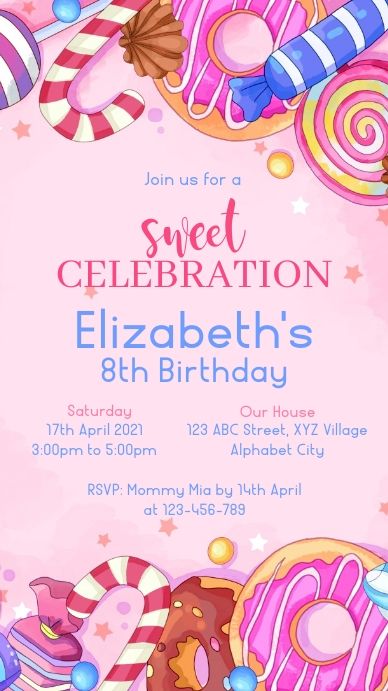 Candyland Invitations, Candy Land Birthday, Alphabet City, Candy Birthday Party, Invert Colors, Candyland Birthday, Candyland Party, Promotional Flyers, Free Birthday Invitation Templates