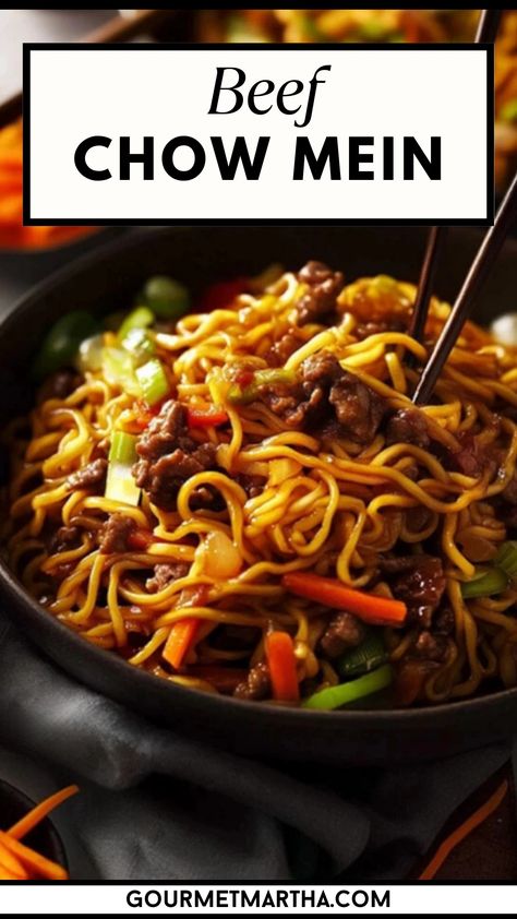 Satisfy your cravings with this delicious Beef Chow Mein! Tender beef, crisp veggies, and savory noodles stir-fried to perfection. A quick, easy, and flavorful dinner that’s perfect for busy weeknights! #BeefChowMein #StirFryNoodles #AsianCuisine #EasyDinnerRecipe #WeeknightMeals #HomemadeChowMein #BeefStirFry #QuickMeals #NoodleRecipe #ComfortFood Chow Mein Noodles Recipe Vegetables, Baked Chicken Chow Mein, Cho Main Recipe, Beef Chow Mein Recipe Chinese Food, Beef Cubes And Noodles, Asian Beef Noodle Recipes, Beef Noodle Stir Fry Recipes, Quick Suppers Easy, Chow Mein Recipe Beef