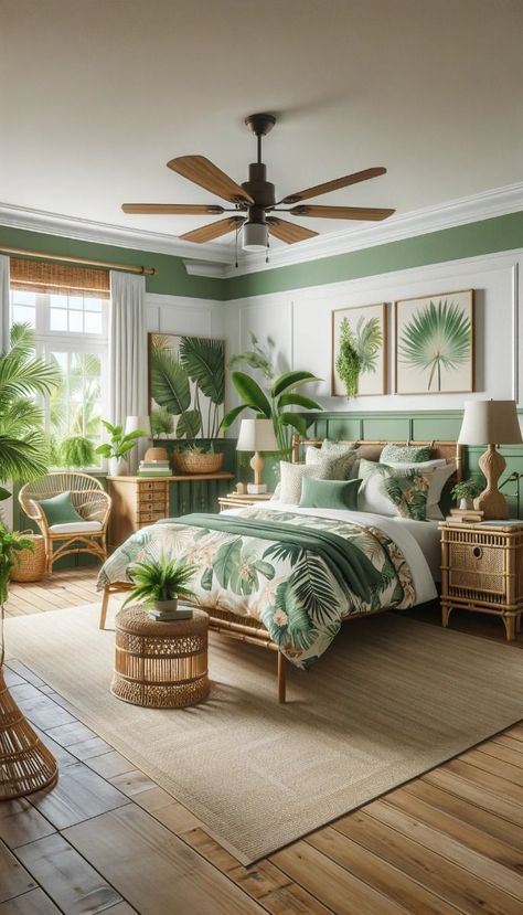 Dream Big: 21 Master Bedroom Decor Ideas for a Perfect Sanctuary Tropical British Colonial Bedroom, Tropical Room Ideas Bedroom, Tropical Bedroom Furniture, Tropical Bedroom Ideas, Tropical Theme Bedroom, Exotic Bedrooms, Rattan Lamps, Tropical Room, Tropical Modernism