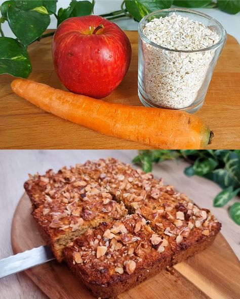 Carrot Apple Oat Cake - Greenku Recipes Apple Oat Cake, Oat Carrot Cake, Squash Cakes, Quick Oatmeal, Diet Cake, Sugar Free Snacks, Homemade Flatbread, Oatmeal Cake, Cutlets Recipes