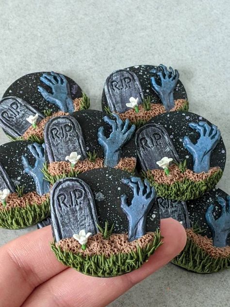 Crawling Out Of Grave, Clay Zombie, Blue Zombie, Nightmares Art, Halloween Clay, Plant Crafts, Zombie Hand, Fun Accessories, Living Dead