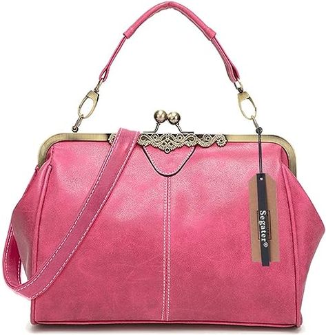 Amazon.com: Women Vintage Small Retro Handbags Kiss Lock Crossbody Purse Frosted Leather Messenger Bag Tote : Clothing, Shoes & Jewelry Retro Handbags, Work Handbag, Bags Messenger, Clothes Women, Big Bags, Medium Tote, Leather Messenger Bag, Leather Messenger, Satchel Handbags