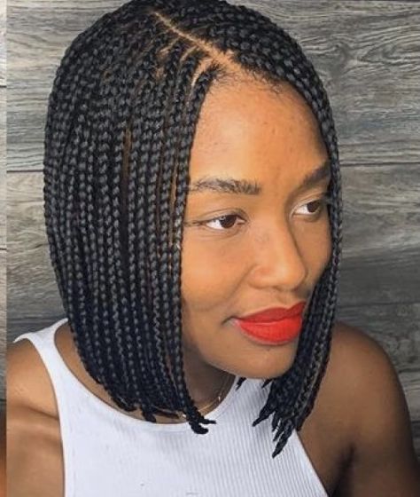 Box Braids Hairstyles Short, Short Box Braids Styles, Braids Hairstyles Short, Braids Bob Style, Braids To Try, Bob Box Braids Styles, Short Bob Braids, Box Braids Styles, Box Braids Bob