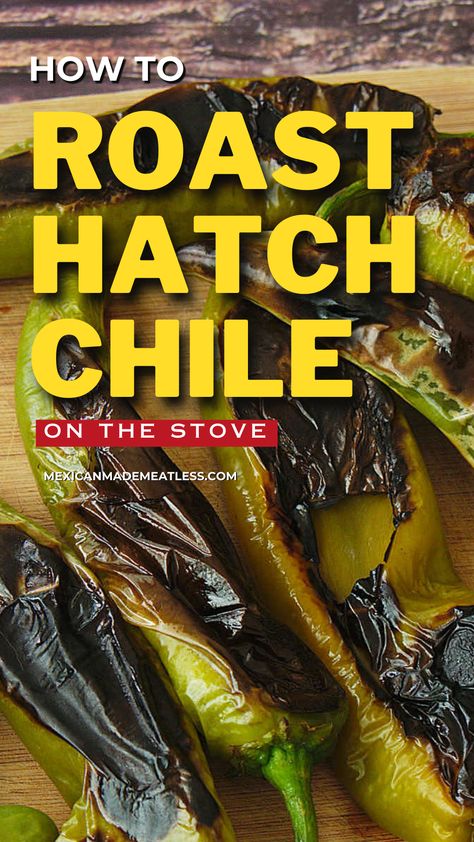 Hatch chile season is here, and it's time to fire up your stovetop for some roasting magic! 🔥🌶️ Grab those chiles and dive into this easy tutorial on how to roast Hatch chiles at home. I've got all the tips you need to achieve that perfect smoky, charred goodness right from your own kitchen. Red Chile Salsa, Chilaquiles With Eggs, Hatch Chili Recipes, Hatch Chile Recipes, Roasted Green Chili, Baked Zucchini Fritters, Chile Relleno Casserole, Hatch Chiles, Mexican Salsa Recipes