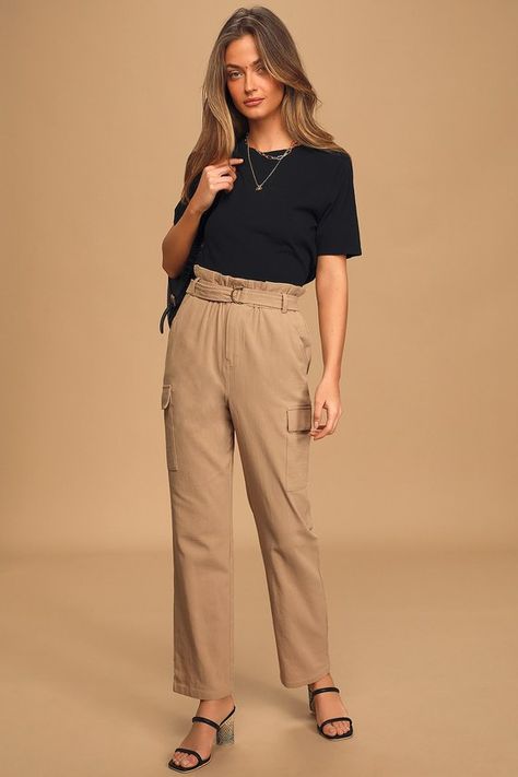 MINKPINK Utility - Beige Pants - Paperbag Waist Pants #ad #Beige, #advertisement, #Utility, #MINKPINK, #Waist High Waisted Trouser Pants, Waist Cargo Pants, Paper Bag Pants, Paper Bag Waist Pants, Lulu Pants, Bag Pants, Slacks Trousers, High Rise Wide Leg Jeans, Beige Pants