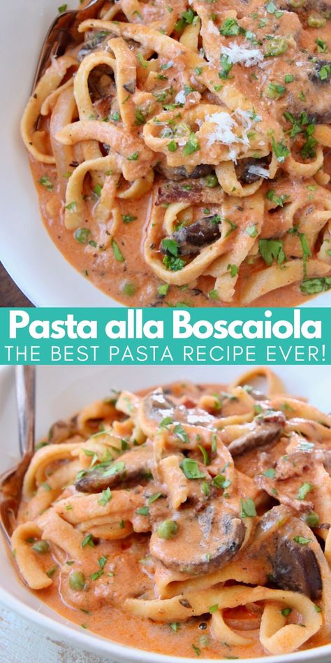 Best Pasta Side Dishes, Boscaiola Recipe, Tuscan Sauce, Italian Sides, Best Pasta Recipe, Bacon Sauce, Mushroom Recipes Pasta, Italian Comfort Food, Italian Theme