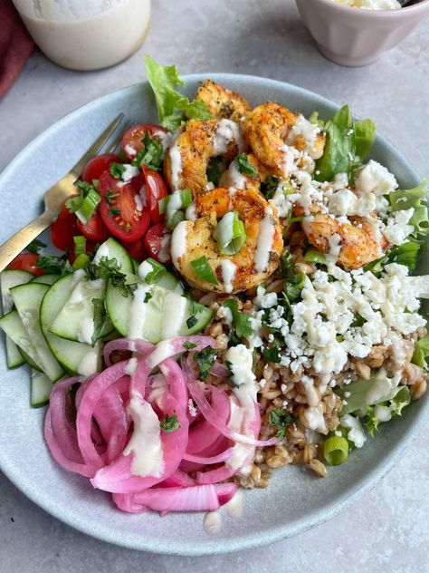 Mediterranean Shrimp Quinoa Bowl, Cava Bowl Recipe Lemon Chicken, Shrimp Tahini Bowl, Shrimp Tzatziki Bowl, Shrimp Veggie Bowl, Shrimp Grain Bowl, Shrimp Power Bowl, Health Bowls, Dressings Recipes