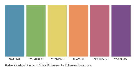 Vintage Rainbow Color Palette, Pride Color Palette, Retro Rainbow Color Palette, Rainbow Color Scheme, Rainbow Color Palette, Hexadecimal Color, Blue Names, Pink Names, Rainbow Palette