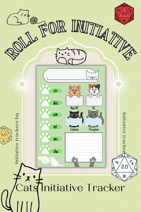 Dungeon masters will love these cute cats initiative trackers, perfect for keeping up with stats and turn order, and in a cute and fun way, 5 colours to choose from, cat lovers will love this. Sheet Tent, Dnd Dungeon Master, Initiative Tracker, Dnd Dungeon, Dm Screen, Tracker Printable, Tent Cards, Dungeon Master, Character Sheet