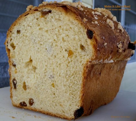 Panettone Recipes, Polish Babka, Sweet Bread Meat, Easter Sweet Bread, Polish Baking, Italian Treats, Panettone Cake, Bread With Raisins, Polish Kitchen