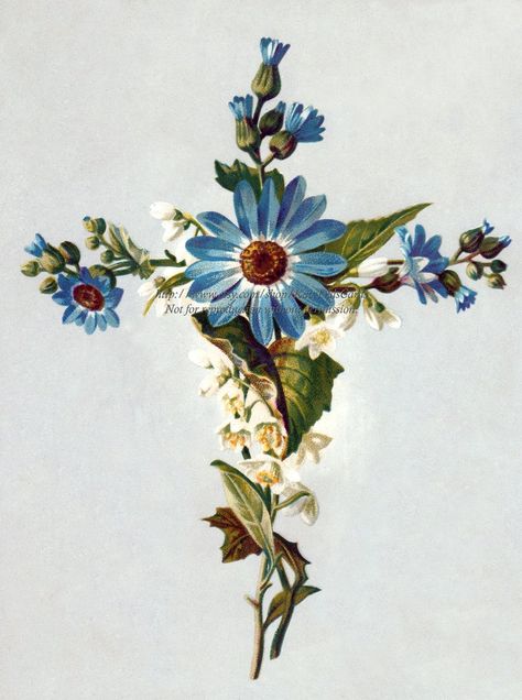 Cornflower Easter Cross made of Flowers Repro Greeting Card | Etsy Cross Made Of Flowers, Cross Tattoos With Flowers, Faith Tatoos, Victorian Easter, Tattoo Cross, Cross Tattoos For Women, Cross Pictures, Cross Tattoos, Faith Tattoo