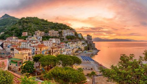 Landscape with Cetara town, Amalfi coast, Italy royalty free stock photography Amalfi Coast Towns, Coast Landscape, Italy Landscape, Amalfi Coast Italy, Stock Photography Free, Amalfi Coast, Amalfi, Stock Photography, Royalty