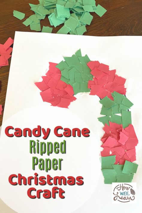 Make some ripped paper candy cane Christmas crafts today! These easy Christmas crafts are so much fun for kids to make and great to make with siblings and as a whole family. Grab out the red and green construction paper, rip it up into small pieces and glue it onto a candy cane shape. Nice and easy! Click through to read all of the instructions and to see 4 other paper Christmas crafts as well. Playgroup Themes, Paper Christmas Crafts, Candy Cane Craft, Winter Crafts Preschool, Christmas Art For Kids, Candy Cane Crafts, December Crafts, Ripped Paper, Construction Paper Crafts