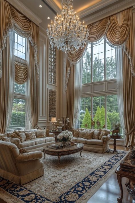 Old Money Homes, Old Money Living Room, Drawing Room Ideas, Drapery Drawing, Formal Living Room Designs, Fancy Living Rooms, Mansion Living, Old Money House, Castle House Design