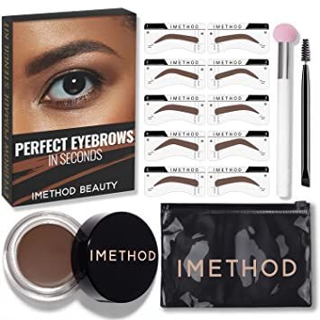 iMethod Eyebrow Stamp and Eyebrow Stencil Kit - Eye Brow Stamping Kit, Brow Stamp Kit, Brow Stencil and Stamp Kit, Brow Trio Eyebrow Kit, Perfect Bushy Eyebrows, Light Brown Brow Stamp, Brow Stencils, Eyebrow Kit, Bushy Eyebrows, Winged Eyeliner Stamp, Drag Make-up, Eyebrow Stamp, Eyebrow Kits, Eyebrow Stencil