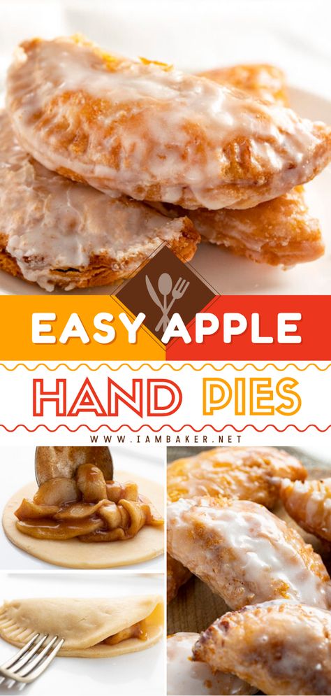 Apple Fry Pies Recipe, Amish Apple Hand Pies, Ape Pie Recipes, Homemade Mini Apple Hand Pies, Easy Fried Apple Pies With Pie Crust, Apple Pie Calzone, Handmade Apple Pies, Easy Fried Hand Pies, Hand Pie Glaze Recipe