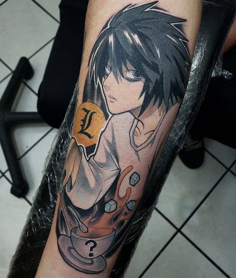 L Tattoo, Note Tattoo, L Lawliet, Leg Sleeves, Dream Tattoos, Tattoos Gallery, January 7, Anime Tattoos, Piercing Tattoo