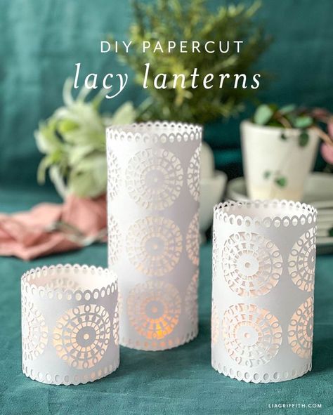 Cricut Paper Lantern Projects, Paper Lanterns Svg Free, Cricut Luminaries Diy Paper, Free Paper Lantern Svg, Paper Bag Luminaries Diy, Cricut Luminaries, Cricut Lanterns, Cricut Lantern, Paper Rangoli