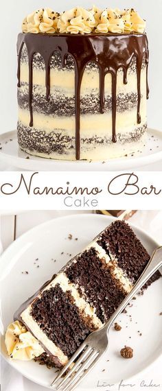 Custard Frosting, Crockpot Chocolate Cake, Matilda Chocolate Cake, Chocolate Cake Layers, Nanaimo Bar, Nanaimo Bar Recipe, Canadian Dessert, Bar Cake, Chocolate Zucchini Cake