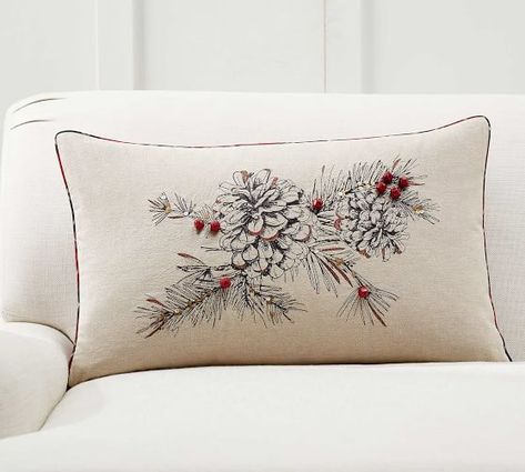 Throw Pillows, Decorative Pillows & Accent Pillows | Pottery Barn Holly Berry Wreath, Applique Pillows, Embroidered Pillow Covers, Faux Fur Pillow, Delicate Embroidery, Tree Pillow, Berry Wreath, Christmas Pillows, Holly Berry