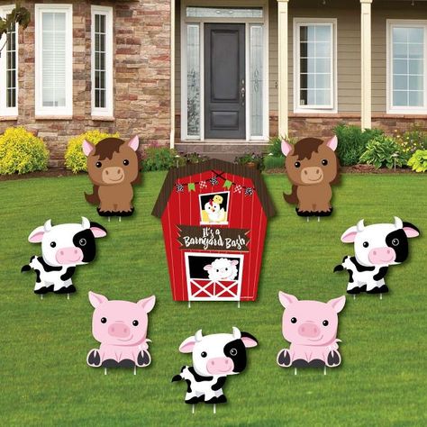 Big Dot Of Happiness Farm Animals - Yard Sign & Outdoor Lawn Decorations - Barnyard Baby Shower Or Birthday Party Yard Signs - Set Of 8 : Target Farm Animal Party, Farm Animals Birthday Party, Farm Themed Birthday Party, Lawn Decorations, Birthday Yard Signs, Baby Farm Animals, Barnyard Party, Farm Animal Birthday, Animal Birthday Party