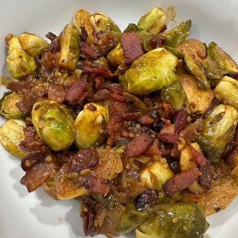 Maple Dijon Brussels Sprouts Dijon Brussel Sprouts, Creamy Chicken And Gnocchi, Cooking In The Midwest, Chicken And Gnocchi, Luke Brown, Steak Sides, Bbq Chicken Crockpot, Dinner Side Dishes, Brussels Sprouts Recipe