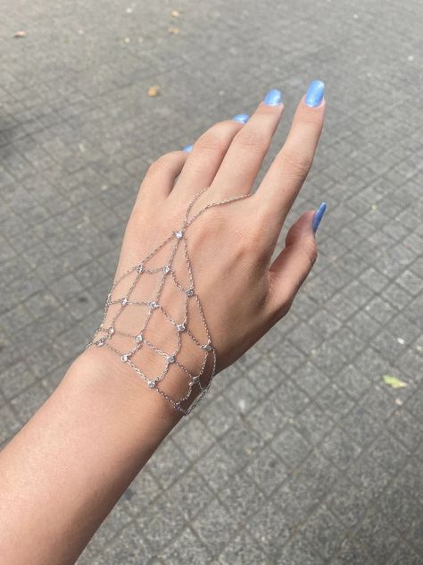 Jewelry Bracelet, 925silver Hand Chain Spider Web Style Hand Chain, Slave Bracelet Rose Gold, Handmade Body Chain Ring, Hand Chain Ring - Etsy Bracelet With Chain Ring, Bracelet Ring Chain, Hand Chain Ring Bracelet, Chainmail Hand Jewelry, Slave Braclets Ring Bracelet, Chains Aesthetic, Hand Chain Bracelet, Hand Chain, Chain Ring