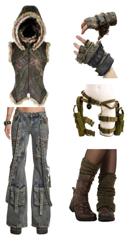 Steampunk Apocalypse Outfit, Punk Apocalypse Outfit, Dystopian Apocalypse Outfit, Ecopunk Outfit, Arcane Outfits Ideas, Arcane Clothing Style, Apacolypse Clothes Women, Eco Punk Aesthetic, Arcane Outfits Oc