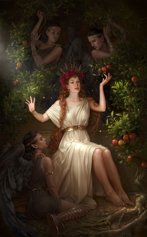 Persephone, Aleksandra Medvedenko on ArtStation at https://www.artstation.com/artwork/AqnWD5 Goddess Persephone, Persephone Art, Greek Goddess Art, Persephone Goddess, Ritual Oil, Grece Antique, Greek Gods And Goddesses, Greek Mythology Art, Greek And Roman Mythology